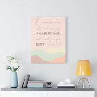 Trinx Scripture Canvas I Will Give You Rest Matthew 11:28 Christian Wall Art Bible Verse Print Ready To Hang