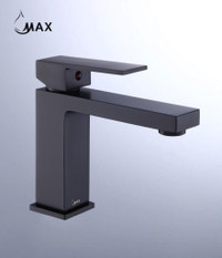 Bathroom Faucet Single Handle Slim Square Design Matte Black Finish