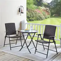 Xiangan Ensemble de 2 chaises pliantes en polyéthylène et en osier empilables