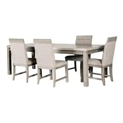 Transform your dining area with this charming 5-piece transitional dining set. Featuring solid wood...