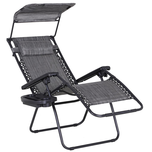 Zero Gravity Chair 35.5" x 26.5" x 43.25" Dark Grey in Patio & Garden Furniture - Image 2