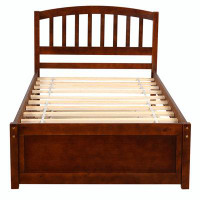 Winston Porter Twin size Platform Bed Wood Bed Frame with Trundle