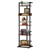 KOVOME Bookshelf 5-Tier Book Shelf - Narrow Wood Bookcase Tall Corner Book Shelves Storage Organizer Display Book Rack(R