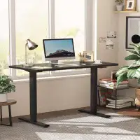 Inbox Zero Classic Black Electric Height Adjustable Standing Desk, Spacious Workspace, Solid Construction