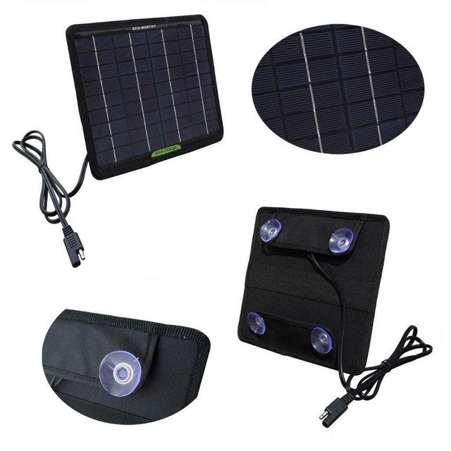 NEW 5W 12V PORTABLE SOLAR PANEL BATTERY CHARGER W SUCTION CUP 5WSL in Other Parts & Accessories in Manitoba - Image 3