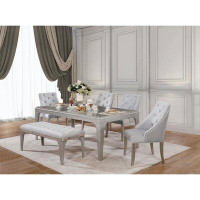 Rosdorf Park 6 Piece Dining Set In Silver And Grey