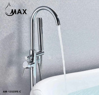 Tub Filler Faucet Single Handle Floor Mounted With Rough-In And Handheld Chrome Finish