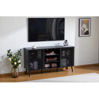 Wenty 55" TV Stand For Tvs Up To 60 Inch, Mid-Century Modern TV Cabinet Entertainment Centre With Storage Shelves, Media