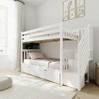 Harriet Bee Northfield Twin Over Twin Solid Wood Standard Bunk Bed with Trundle by Harriet Bee