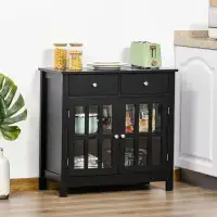 Winston Porter Accent Kitchen Cabinet With Glass Doors