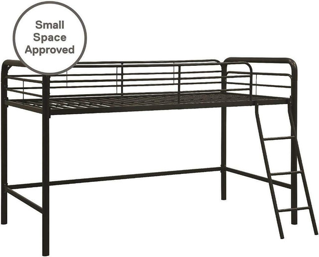 NEW BLACK LOFT BED FRAME WITH LADDER 331811 in Beds & Mattresses in Regina - Image 2