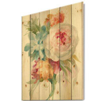 Made in Canada - East Urban Home Multicolor French Bouquet II - Farmhouse Print on Natural Pine Wood
