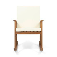 Sand & Stable™ Outdoor Texel Rocking Solid Wood Chair with Cushions