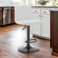 Hokku Designs TDC 25" Grey And Silver Faux Leather And Iron Swivel Counter Height Bar Chair