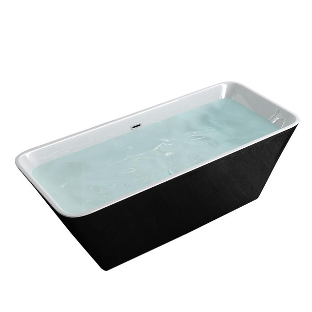 59x30x23 Seamless Freestanding Acrylic Tub – 1 Piece in Black or White - Centre Drain   JBQ in Plumbing, Sinks, Toilets & Showers - Image 2
