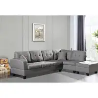 Latitude Run® Living Room Sofa Set With Storage Ottoman, Upholstered Sofa