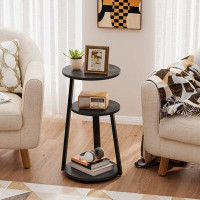 17 Stories Vernestine Round End Table Side Table with 3-Tier Shelves