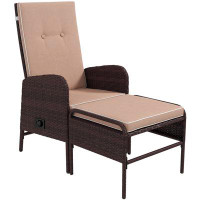 Winston Porter Outdoor Wicker Conversation Set with Reclining Chair, Stool