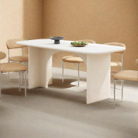 PULOSK 4 - Person White  Rectangular Manufactured Wood Sintered Stone Tabletop Dining Table Set