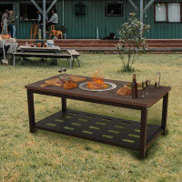 Red Barrel Studio Soderlund 18.1'' H x 47.2'' W Iron Outdoor Fire Pit Table