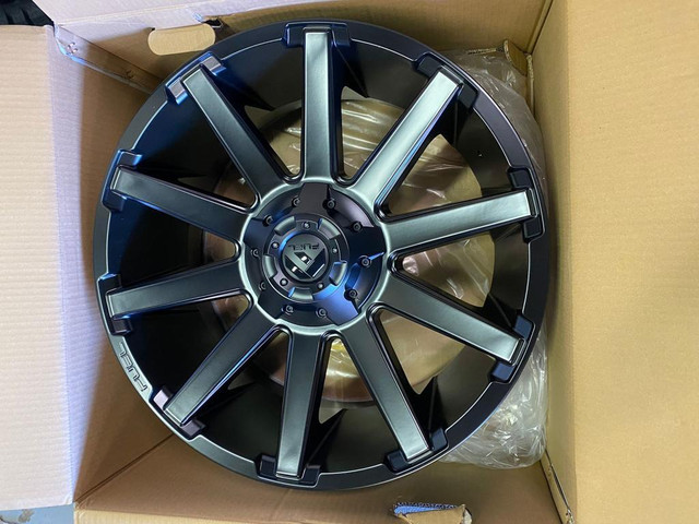 FOUR NEW 20 INCH FUEL CONTRA WHEELS -- 20X9 6X135 / 6X139.7 !! MOUNTED WITH 275 / 55 R20 BF GOODRICH KSI WINTER TIRES! in Tires & Rims in Toronto (GTA)