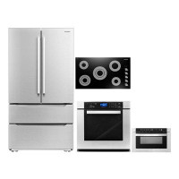 Cosmo 4 Piece Kitchen Package with French Door Refrigerator & 36" Electric Cooktop & Wall Oven