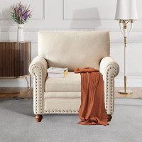 Darby Home Co Modern Single Sofa Accent Chair, Mid Century Fabric Upholstered Single Sofa Chair With Soft Padded Armrest