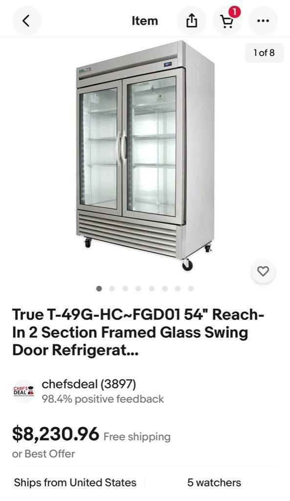 2021 models T-49G-HC-FGD01 true stainless double door glass fridge  coolers only $3895 ! %65off!! 50 available! Can ship in Industrial Kitchen Supplies - Image 2