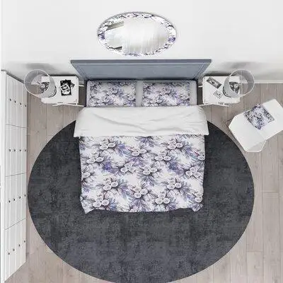Made in Canada - East Urban Home Flowery Purple Duvet Cover Set