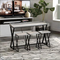 17 Stories Modern Design Kitchen Dining Table,  With X-shaped Table Legs, With 3 Stools