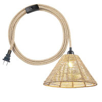 Bay Isle Home™ Rustic Mini Pendant Light With Rattan Lampshade For Dining Room