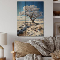 Dovecove Snow Tree Winters Solitude On Wood Print