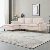 Ebern Designs L-Shaped linen sectional sofa with right chaise(left-facing chaise)