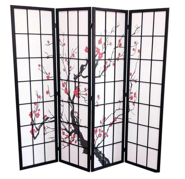 NEW 4 PANEL ROOM DIVIDER JAPANESE PLUM BLOSSOM 1119PB in Other in Alberta