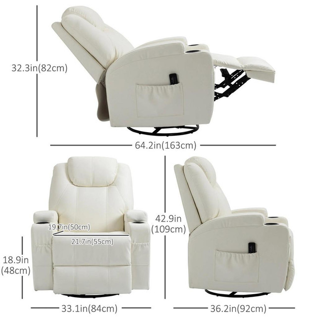 FAUX LEATHER RECLINER CHAIR WITH MASSAGE, VIBRATION, MUTI-FUNCTION PADDED SOFA CHAIR in Chairs & Recliners - Image 4