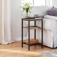 17 Stories End Table, 3-Tier Nightstand, Side Table For Small Space In Living Room, Bedroom, Steel Frame, Easy Assembly,
