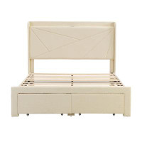 Ebern Designs Samir Upholstered Bookcase Storage Bed