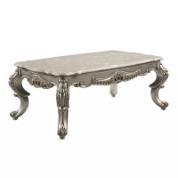 Rosdorf Park Riney Coffee Table , Natural Marble & Antique Bronze Finish