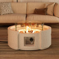 Latitude Run® Jashia 11.8'' H x 24.2'' W Propane Outdoor Fire Pit Table with Lid