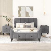 Latitude Run® 4-Pieces Bedroom Sets Upholstered Platform Bed