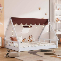 wtressa Wooden Tent Bed With Fabric,Platform Bed