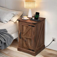 Gracie Oaks Tanette 25''H End Table with USB Ports & Adjustable Shelf