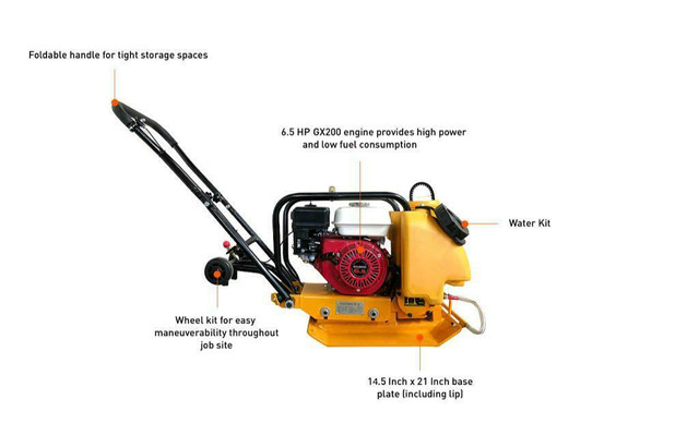 HOC - PLATE COMPACTOR PLATE TAMPER 14 17 18 INCH + WHEEL KIT + WATER KIT + FREE SHIPPING + 2 YEAR WARRANTY in Power Tools - Image 2