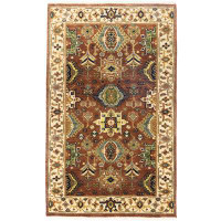 Canora Grey Remiyah Oriental Handmade Hand-Knotted Rectangle 3'1" x 5' Wool Area Rug in Orange