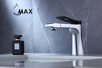 Rotate Spout Bathroom Faucet Chrome Body/ Black Handle Finish