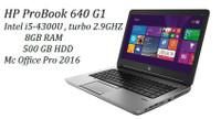 HP* ProBook 640 g1 Carbon 14-inch Intel i5 Turbo 2.9 GHZ , 8GB RAM, 500 GB + McOffice Pro 2016