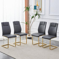buthreing Modern Dining Chairs, Restaurant Chairs, And Gold Legged Upholstered Chairs Made Of Artificial Leather, Suitab