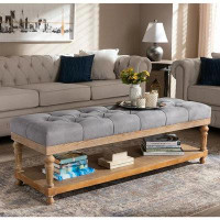 One Allium Way One Allium Way® Linda Upholstered Wood Bench With Shelf, Grey