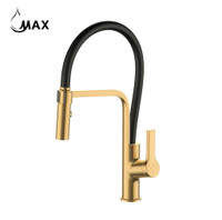 Pull-Down Kitchen Faucet 18 Single Handle Flexible Rubber Brushed Gold,Matte Black Rubber Finish