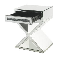 Mercer41 Accent Table, Mirrored & Faux Diamonds